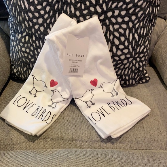 Rae Dunn Love Birds Kitchen Towels set of 2